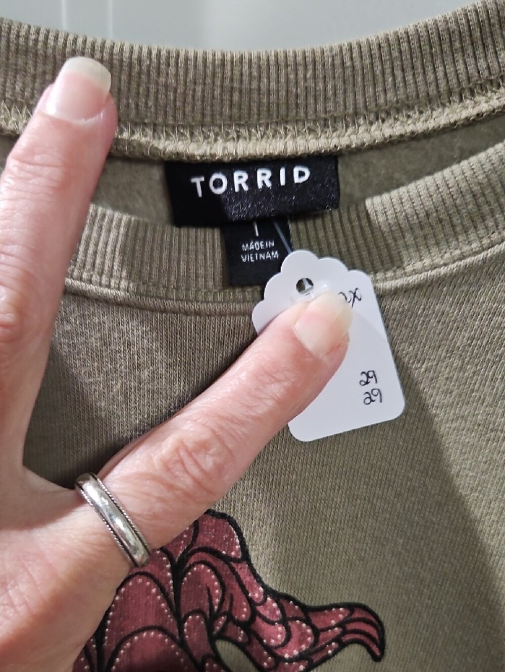 torrid Tan Graphic Gnome Crewneck Sweatshirt Oversized - Picture 2 of 3
